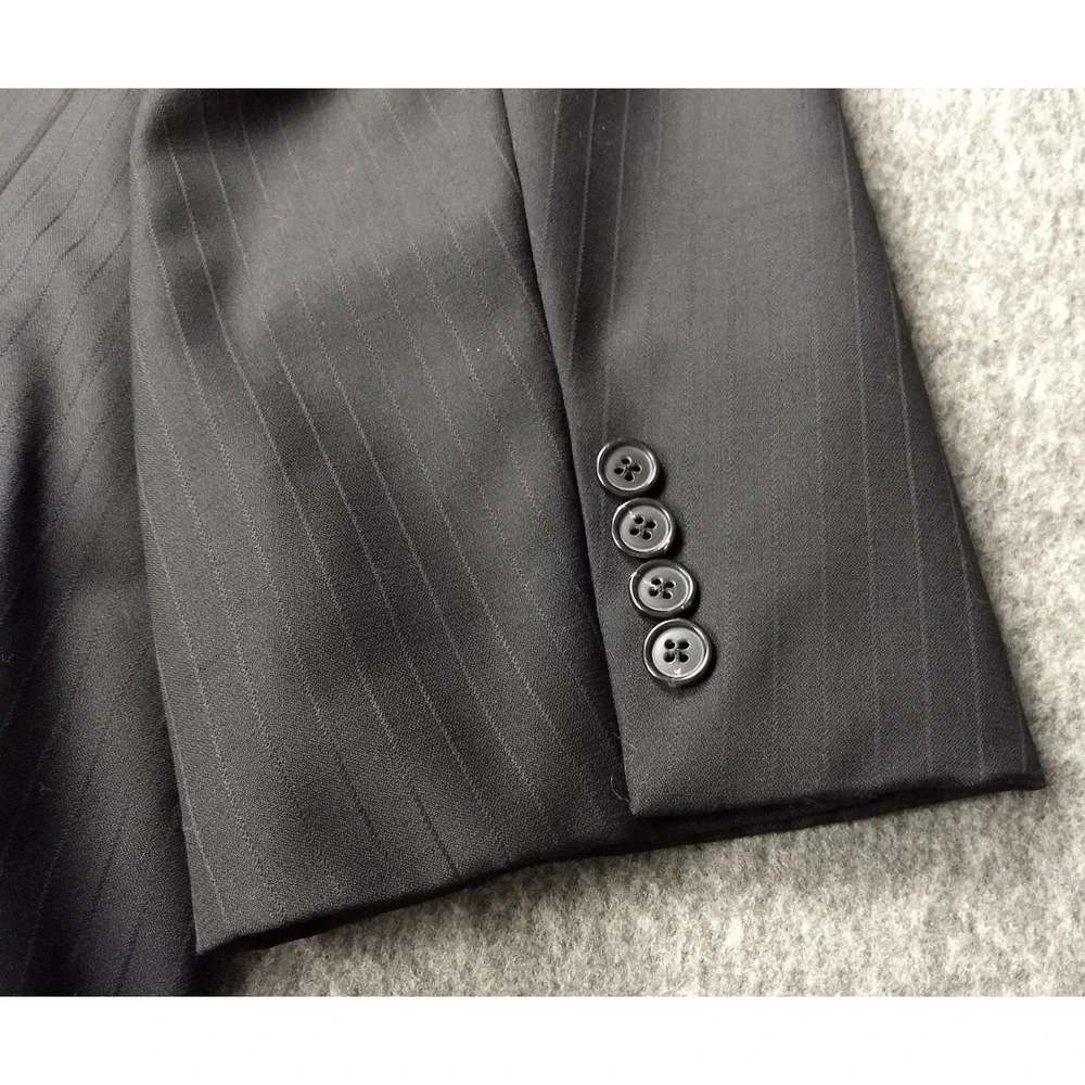 Ermenegildo Zegna Su Misura Suit 52R Black Tonal Stripe Wool Cashmere 41x30 Pnts